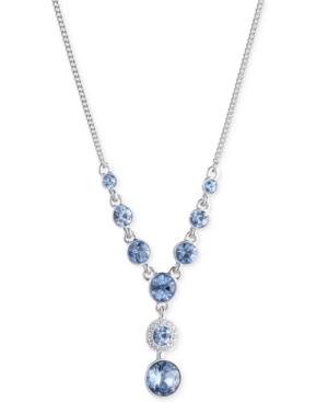 Givenchy Silver-tone Blue Crystal Y-neck Necklace