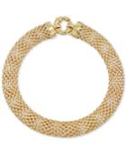 Wide Textured Mesh Bracelet In 14k Gold