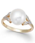 Honora Style Cultured Freshwater Pearl (9mm) & Diamond Accent Ring In 14k Gold