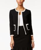 Nine West Contrast-trim Open-front Jacket