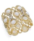 Inc International Concepts Gold-tone White Stone And Pave Filigree Stretch Bracelet, Only At Macy's