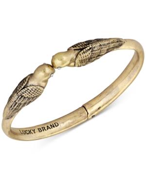 Lucky Brand Gold-tone Kissing Birds Hinged Cuff Bracelet