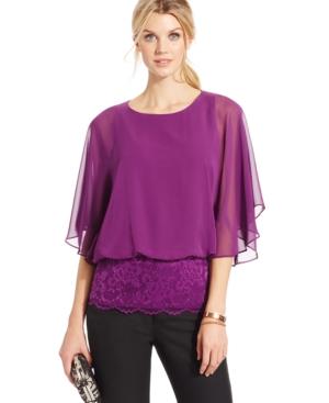 Msk Angel-sleeve Banded Lace Blouse