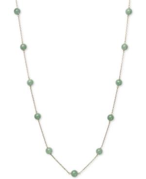 Dyed Jadeite (6mm) 18 Statement Necklace In 10k Gold