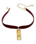 Paul & Pitu Naturally 14k Gold-plated Citrine Burgundy Velvet Choker Necklace