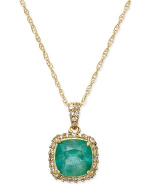 Emerald (3/4 Ct. T.w.) And Diamond (1/10 Ct. T.w.) Pendant Necklace In 14k Gold