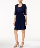 R & M Richards Petite Sequined Lace Fit & Flare Dress And Jacket