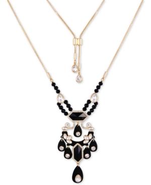 Guess Gold-tone Multi-stone Lariat Necklace, 18 + 2 Extender