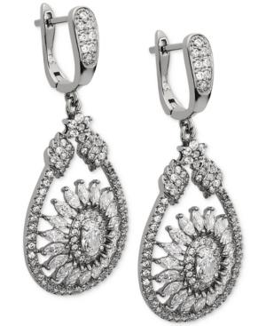 Nina Silver-tone Cubic Zirconia Mandala Teardrop Earrings