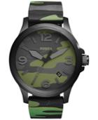 Fossil Men's Nate Camouflage Silicone Strap Watch 50mm Jr1521