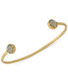 Vince Camuto Gold-tone Grey Stone Rivoli Thin Cuff Bracelet
