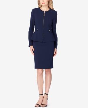 Tahari Asl Zip-up Peplum Skirt Suit
