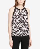 Calvin Klein Printed Keyhole Halter Shell