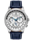 Citizen Men's Eco-drive Calendrier Blue Leather Strap Watch 44mm Bu2020-02a