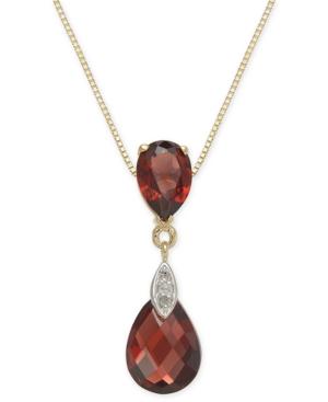 Garnet (3-3/8 Ct. T.w.) & Diamond Accent 18 Pendant Necklace In 14k Gold