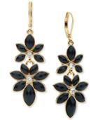 Anne Klein Gold-tone Stone And Crystal Floral Drop Earrings
