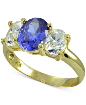 Giani Bernini Cubic Zirconia Three Stone Ring In 18k Gold-plated Sterling Silver, Created For Macy's