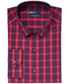 Bar Iii Carnaby Collection Slim-fit Red Blue Medium Plaid Dress Shirt, Only At Macy's