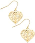 Openwork Heart Drop Earrings In 10k Gold