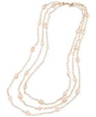 Carolee Gold-tone Imitation Pink Pearl Triple Row Necklace