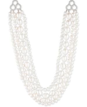 Carolee Silver-tone Crystal, Imitation & Freshwater Pearl (4-12mm) 16 Multi-row Necklace