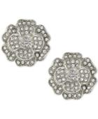 2028 Silver-tone Crystal Rose Stud Earrings