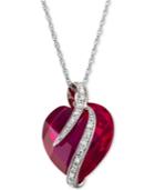 Lab-created Ruby (10-3/4 Ct. T.w.) & White Sapphire Accent 18 Heart Pendant Necklace In Sterling Silver