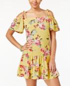 Teeze Me Juniors' Ruffled Floral-print Off-the-shoulder Dress