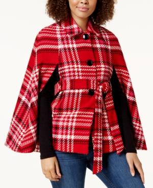 Maison Jules Plaid Cape Jacket, Created For Macy's