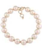 Carolee Gold-tone Imitation Pink Pearl Choker Necklace