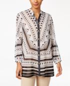 Jm Collection Sheer Printed Blouse, Only At Macy's
