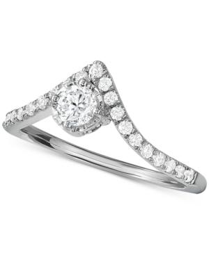 Diamond V-shape Engagement Ring (1/2 Ct. T.w.) In 14k White Gold