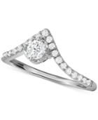 Diamond V-shape Engagement Ring (1/2 Ct. T.w.) In 14k White Gold