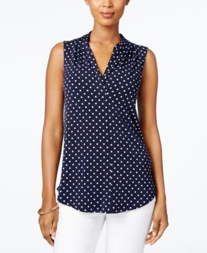 Charter Club Petite Dot-print Top, Created For Macy's