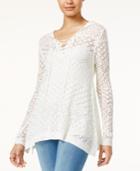 American Rag Crochet Lace-up Hoodie, Only At Macy's