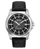 Bulova Watch, Men's Precisionist Black Leather Strap 42mm 96b158