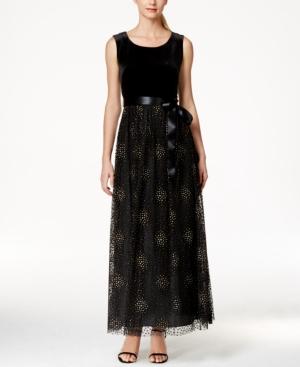 Patra Velvet Dot-print Gown