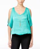 Bcx Juniors' Cold-shoulder Necklace Blouse