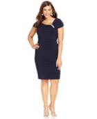 Betsy & Adam Plus Size Embellished-shoulder Cocktail Dress