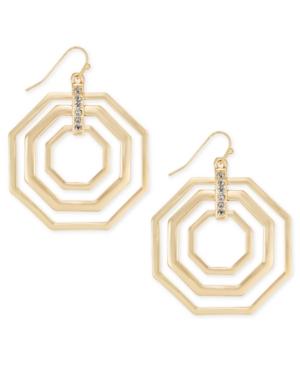 Thalia Sodi Gold-tone Pave Octagon Multi-row Drop Hoop Earrings, Created For Macy's