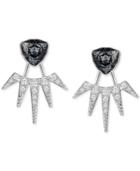 Swarovski Silver-tone Black Crystal And Pave Earring Jacket Earrings