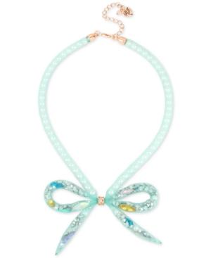 Betsey Johnson Rose Gold-tone Crystal Mesh Bow Tie Collar Necklace