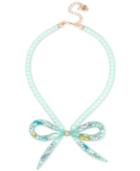 Betsey Johnson Rose Gold-tone Crystal Mesh Bow Tie Collar Necklace