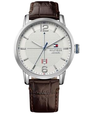 Tommy Hilfiger Men's Casual Sport Brown Leather Strap Watch 44mm 1791217