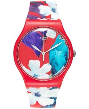 Swatch Unisex Swiss Mister Parrot Multicolor Print Silicone Strap Watch 41mm Suor105