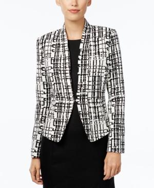 Tahari Asl Printed Textured Knit Blazer