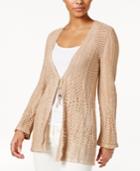 Style & Co Petite Tie-front Crochet Cardigan, Only At Macy's