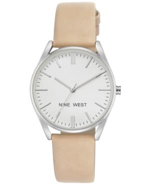 Nine West Women's Beige Faux-leather Strap Watch 36mm Nw-1995wtcm