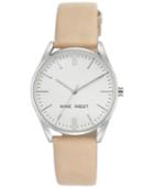 Nine West Women's Beige Faux-leather Strap Watch 36mm Nw-1995wtcm
