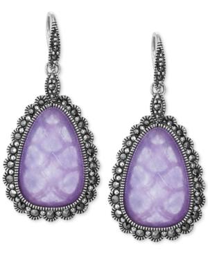 Genevieve & Grace Lavender Jade Doublet (3/8 Ct. T.w.) And Marcasite Teardrop Earrings In Sterling Silver